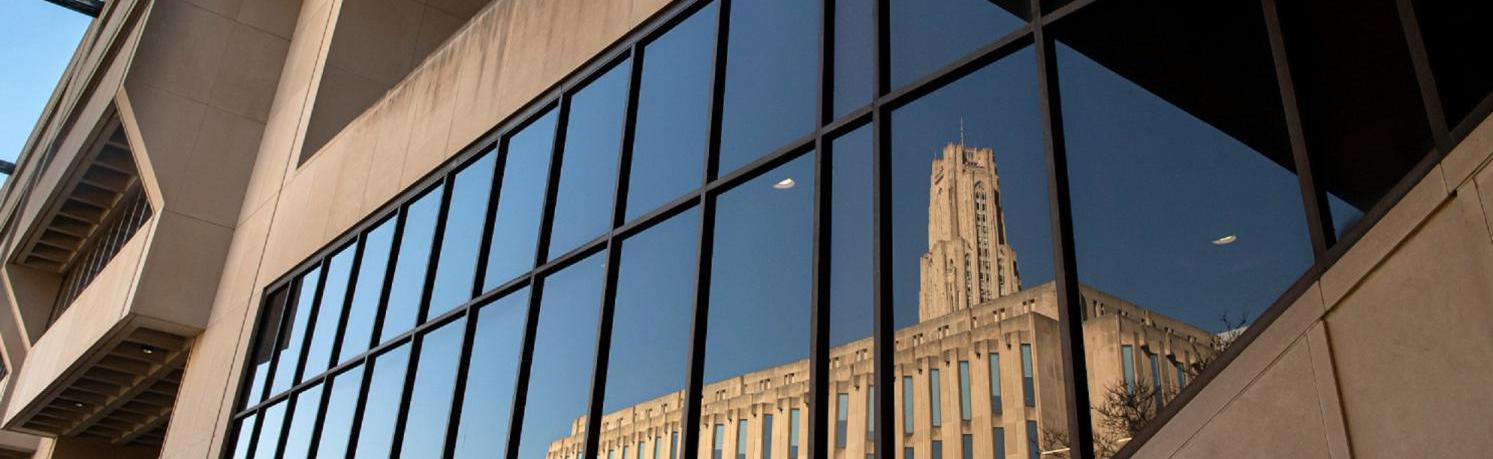 Reflection of Cathedral in Posvar Hall windows